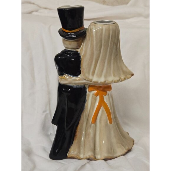 Yankee Candle Holder Boney Bunch Skeleton Halloween Last Tango Bride Groom - Picture 3 of 5